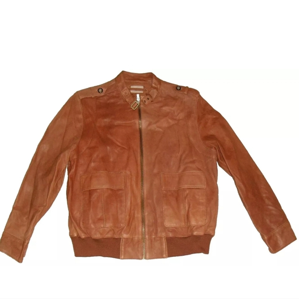 Wilsons Leather $350 Mens Bomber Vintage Brown Leather Full Zip Jacket New sz XL